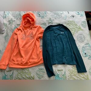 Youth medium Neon Orange Under Armour Hoodie Youth large teal long sleeve tee